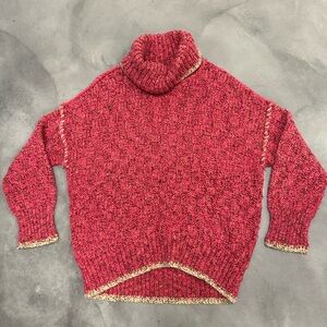 Free People pink and Gold Cowl Neck Sweater